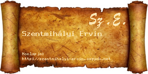 Szentmihályi Ervin névjegykártya