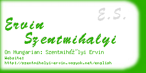 ervin szentmihalyi business card